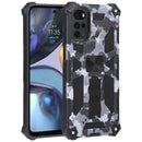 For Motorola Moto G22 Camouflage Armor Kickstand Magnetic Phone Case(Grey)