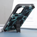 For Motorola Moto G22 Camouflage Armor Kickstand Magnetic Phone Case(Mint Green)