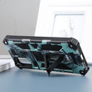 For Motorola Moto G22 Camouflage Armor Kickstand Magnetic Phone Case(Mint Green)