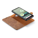 For Google Pixel 6A DG.MING Crazy Horse Texture Detachable Magnetic Leather Phone Case(Brown)