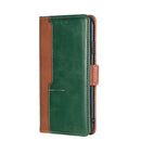 For Samsung Galaxy S22 Ultra Contrast Color Side Buckle Leather Phone Case(Light Brown + Green)