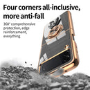 For Samsung Galaxy Z Flip4 6D Plating Astronaut Ring Kickstand Phone Case(Dark Green)