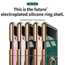 For Samsung Galaxy Z Flip4 6D Plating Astronaut Ring Kickstand Phone Case(Light Pink)
