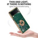 For Samsung Galaxy Z Flip4 6D Plating Astronaut Ring Kickstand Phone Case(Light Pink)