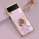 For Samsung Galaxy Z Flip4 6D Plating Astronaut Ring Kickstand Phone Case(Light Purple)