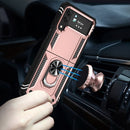 For Samsung Galaxy Z Flip4 Shockproof TPU + PC Protective Case with 360 Degree Rotating Holder(Rose Gold)