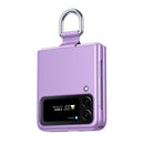 For Samsung Galaxy Z Flip4 Skin Feel Folding Phone Case with Drawstring Key Chain(Purple)