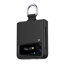For Samsung Galaxy Z Flip4 Skin Feel Folding Phone Case with Drawstring Key Chain(Black)