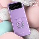 For Samsung Galaxy Z Flip4 Skin Feel Folding Phone Case with Drawstring Key Chain(Rose Gold)