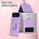 For Samsung Galaxy Z Flip4 Skin Feel Folding Phone Case with Drawstring Key Chain(Rose Gold)