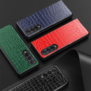 For Samsung Galaxy Z Fold4 Crocodile Texture Leather Folding Protective Case(Blue)