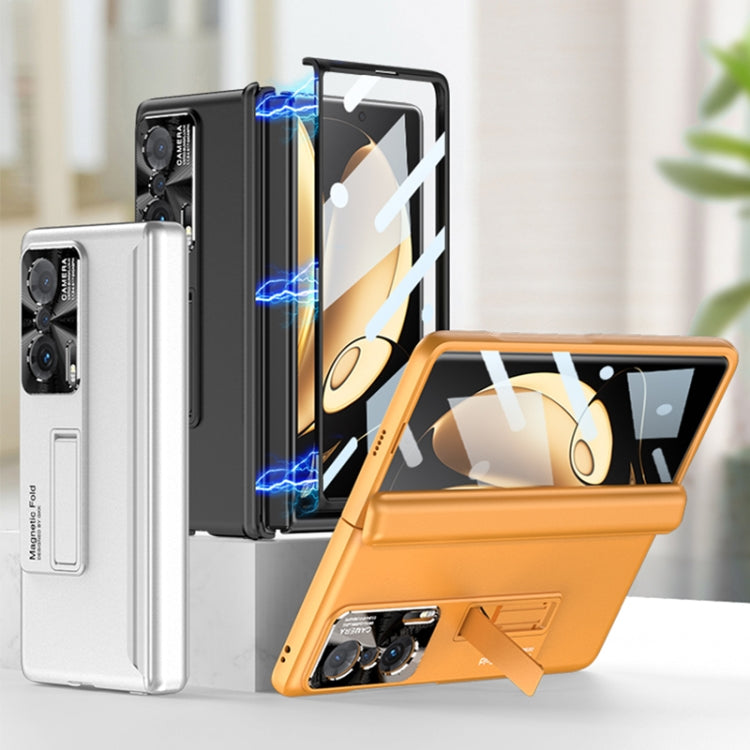 For Honor Magic V GKK Magnetic Hinge Flip Phone Case with Holder(Orange)