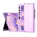 For Huawei Mate Xs 2 Side Frame Stick Leather Magnetic Phone Case(Cross Texture Purple)