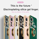 For Xiaomi 12 Lite 6D Electroplating Full Coverage Silicone Phone Case with Magnetic Ring Holder(Light Pink)