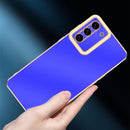 For Samsung Galaxy S21 Ultra 5G Pupil Shadow Electroplating Shockproof Protective Phone Case(Blue)