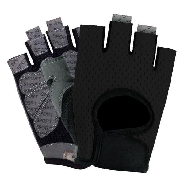 Outdoor Half-finger Cycling Fitness Non-slip Breathable Thin Sports Gloves, Size:M(Black)