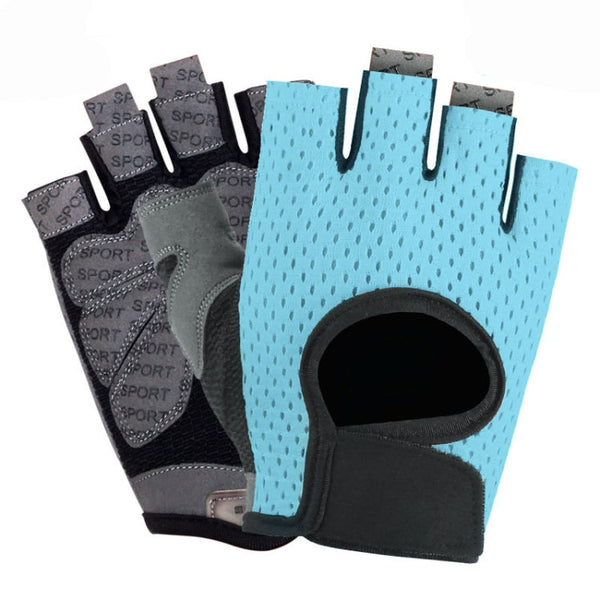 Outdoor Half-finger Cycling Fitness Non-slip Breathable Thin Sports Gloves, Size:M(Sky Blue)