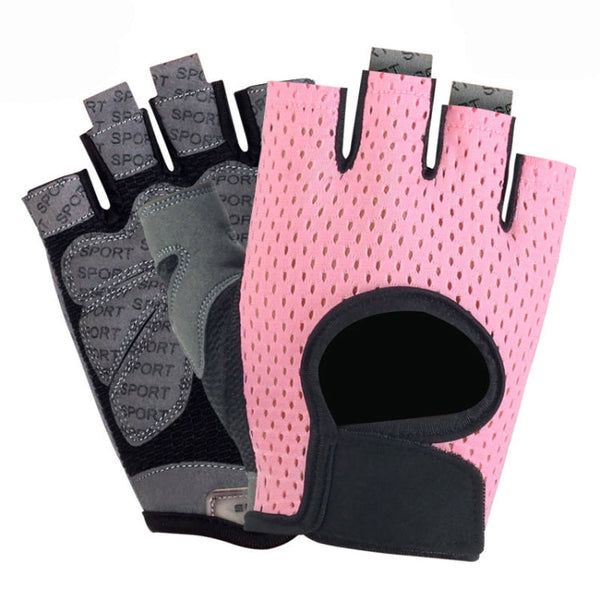 Outdoor Half-finger Cycling Fitness Non-slip Breathable Thin Sports Gloves, Size:L(Pink)