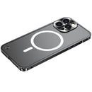 For iPhone 14 Pro MagSafe Magnetic Metal Frame Frosted Phone Case(Black)