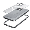 For iPhone 14 Pro MagSafe Magnetic Metal Frame Frosted Phone Case(Black)
