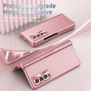 For Samsung Galaxy Z Fold3 5G Electroplating Hinged Folding Phone Case with S Pen Fold Edtion(Pink)