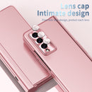 For Samsung Galaxy Z Fold3 5G Electroplating Hinged Folding Phone Case with S Pen Fold Edtion(Pink)