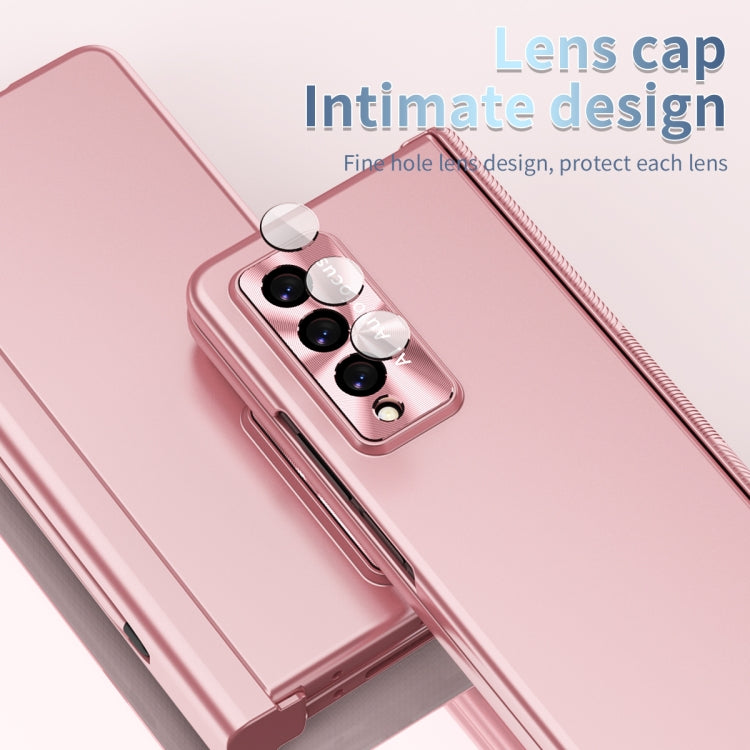 For Samsung Galaxy Z Fold3 5G Electroplating Hinged Folding Phone Case with S Pen Fold Edtion(Pink)