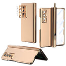 For Samsung Galaxy Z Fold3 5G Electroplating Hinged Folding Phone Case with S Pen Fold Edtion(Gold)