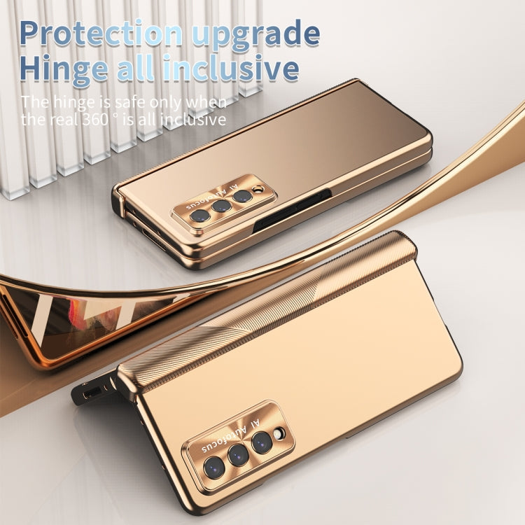 For Samsung Galaxy Z Fold3 5G Electroplating Hinged Folding Phone Case with S Pen Fold Edtion(Gold)