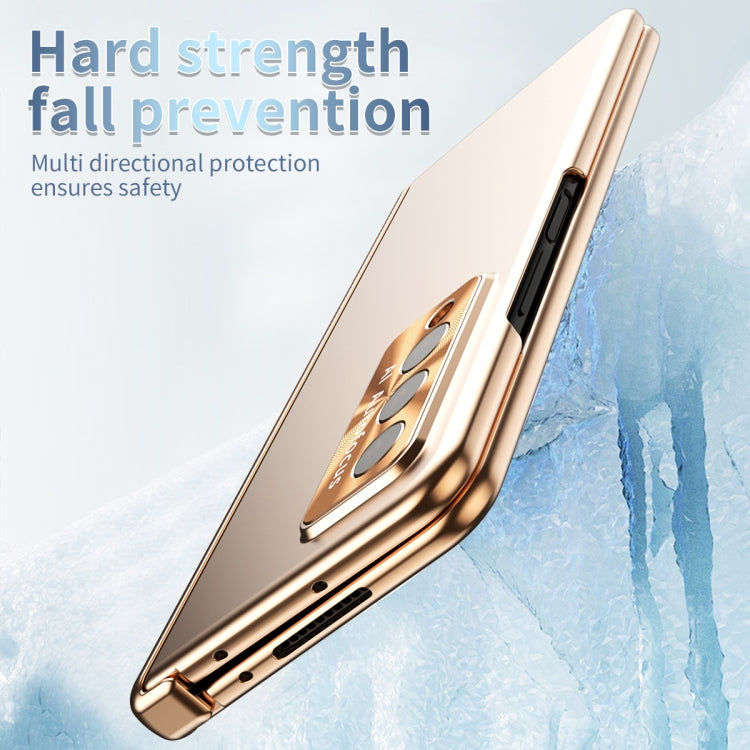 For Samsung Galaxy Z Fold3 5G Electroplating Hinged Folding Phone Case with S Pen Fold Edtion(Gold)