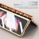 For Samsung Galaxy Z Fold3 5G Electroplating Hinged Folding Phone Case with S Pen Fold Edtion(Gold)