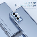 For Samsung Galaxy Z Fold3 5G Electroplating Hinged Folding Phone Case with S Pen Fold Edtion(Blue)