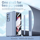 For Samsung Galaxy Z Fold3 5G Electroplating Hinged Folding Phone Case with S Pen Fold Edtion(Blue)