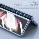 For Samsung Galaxy Z Fold3 5G Electroplating Hinged Folding Phone Case with S Pen Fold Edtion(Blue)