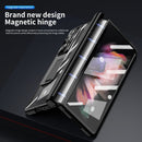 For Samsung Galaxy Z Fold3 5G Magnetic Hinges Plating Phone Case with Holder(Black)