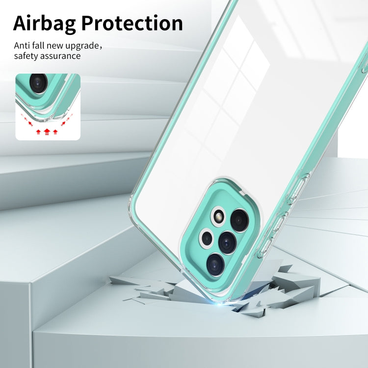 For Samsung Galaxy A73 5G 3 in 1 Clear TPU Color PC Frame Phone Case(Light Green)