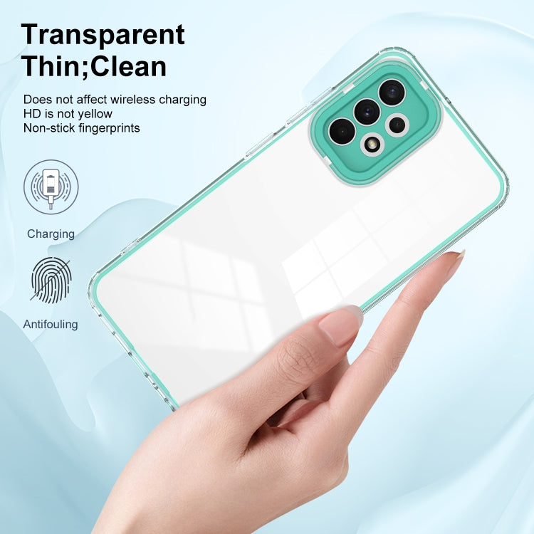 For Samsung Galaxy A73 5G 3 in 1 Clear TPU Color PC Frame Phone Case(Light Green)