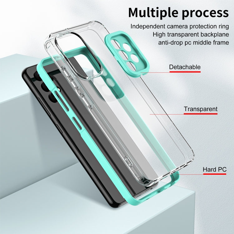 For Samsung Galaxy A73 5G 3 in 1 Clear TPU Color PC Frame Phone Case(Light Green)