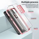 For Samsung Galaxy S22 5G 3 in 1 Clear TPU Color PC Frame Phone Case(Pink)