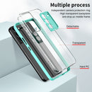 For Samsung Galaxy S22 5G 3 in 1 Clear TPU Color PC Frame Phone Case(Light Green)