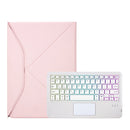 Z102B-AS Pen Slot Touchpad Backlight Bluetooth Keyboard Leather Tablet Case For iPad 10.2 2021/2020/2019(Pink)