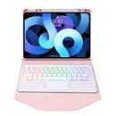 Z102B-AS Pen Slot Touchpad Backlight Bluetooth Keyboard Leather Tablet Case For iPad 10.2 2021/2020/2019(Pink)