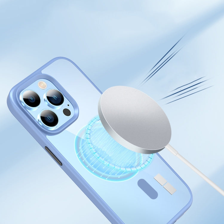 For iPhone 14 Pro Max Crystal Clear Series Magsafe Magnetic Phone Case (Sierra Blue)