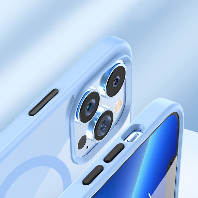 For iPhone 14 Pro Max Crystal Clear Series Magsafe Magnetic Phone Case (Sierra Blue)