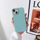 Liquid Silicone Electroplating + Flannel Phone Case For iPhone 14(Lake Blue)