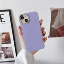 Liquid Silicone Electroplating + Flannel Phone Case For iPhone 14(Purple)