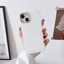 Liquid Silicone Electroplating + Flannel Phone Case For iPhone 14(White)