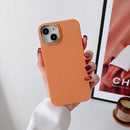 Liquid Silicone Electroplating + Flannel Phone Case For iPhone 14(Orange)