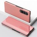 For Samsung Galaxy Z Fold4 5G Single Electroplating Flip Mirror Shockproof Phone Case(Pink)