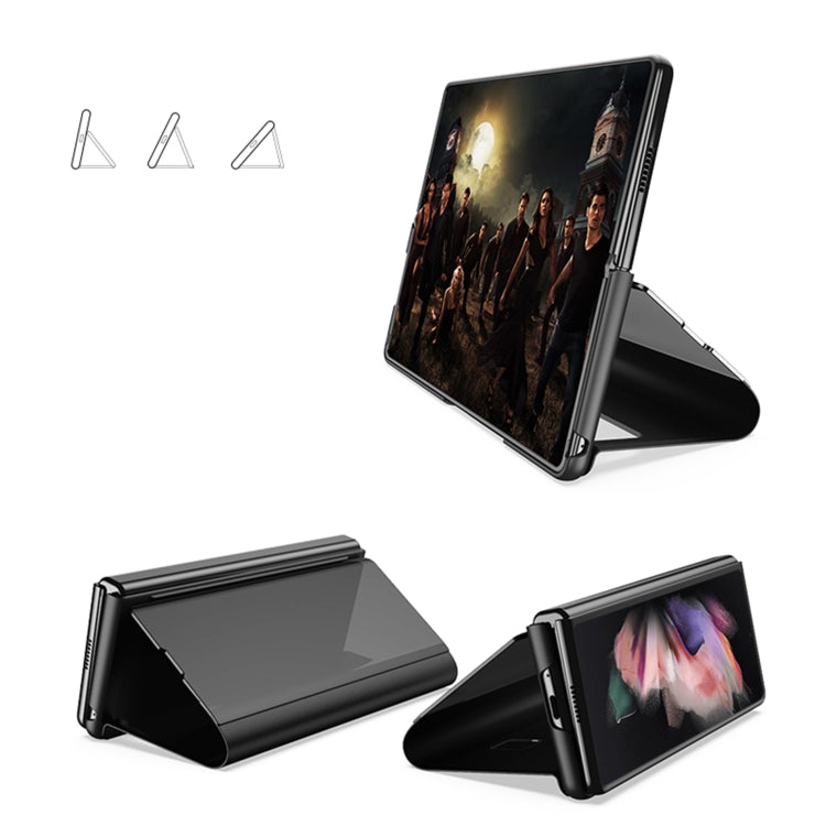 For Samsung Galaxy Z Fold4 5G Single Electroplating Flip Mirror Shockproof Phone Case(Black)